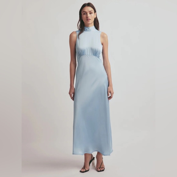 Favorite Daughter Women's Blue The Whisk Me Away Satin Dress size 4. - Picture 1 of 3